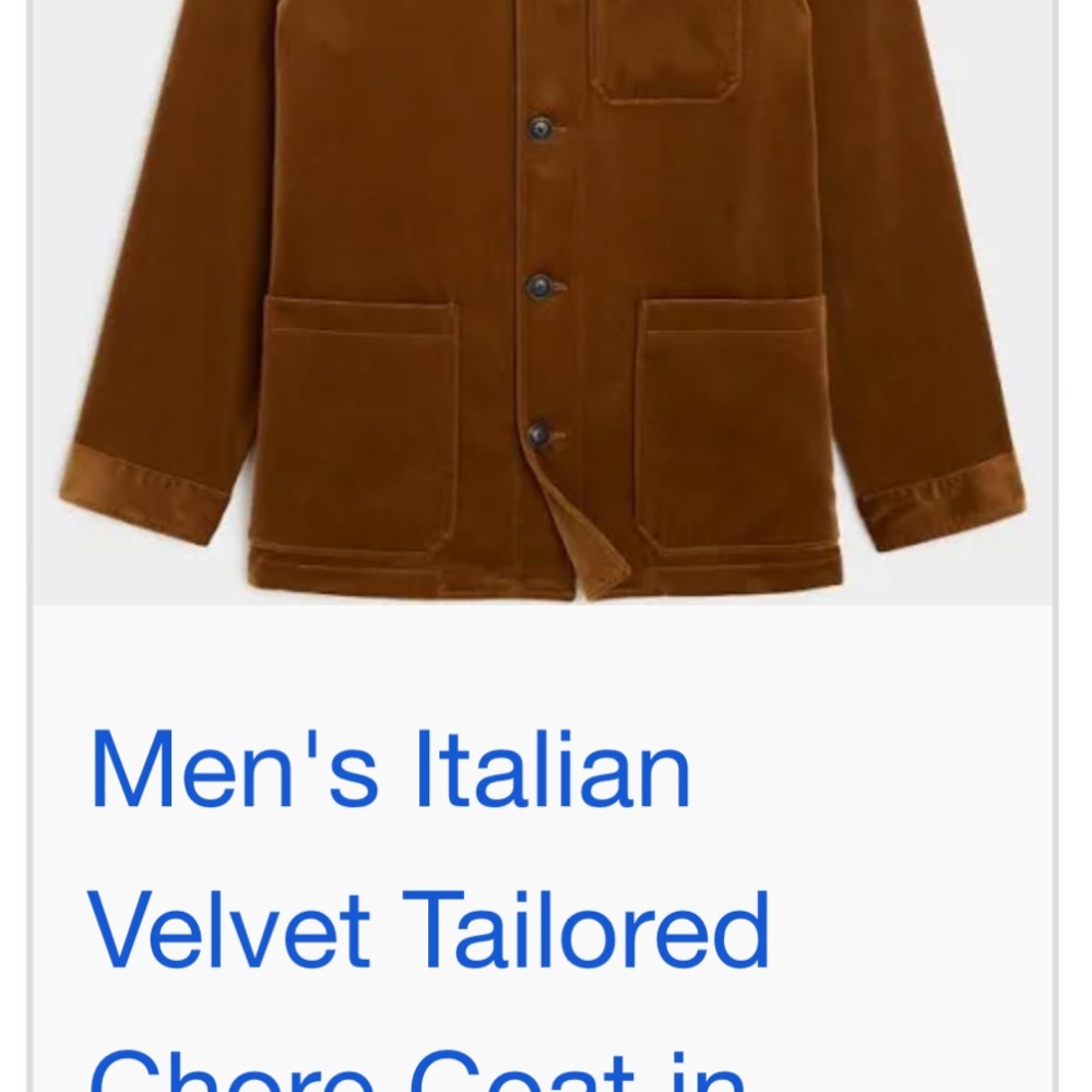 Todd Snyder Men's Velvet Chore Coat in Brown